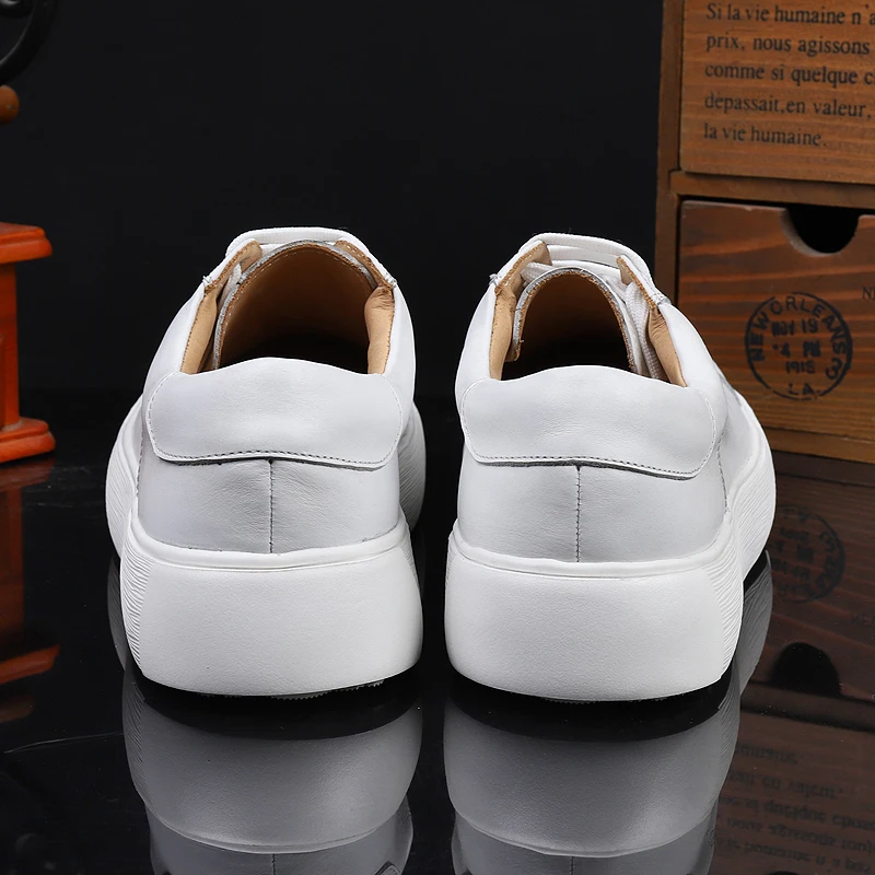 Кожаные дышащие мужские туфли Joker на плоской подошве в Корейском стиле Прошитые