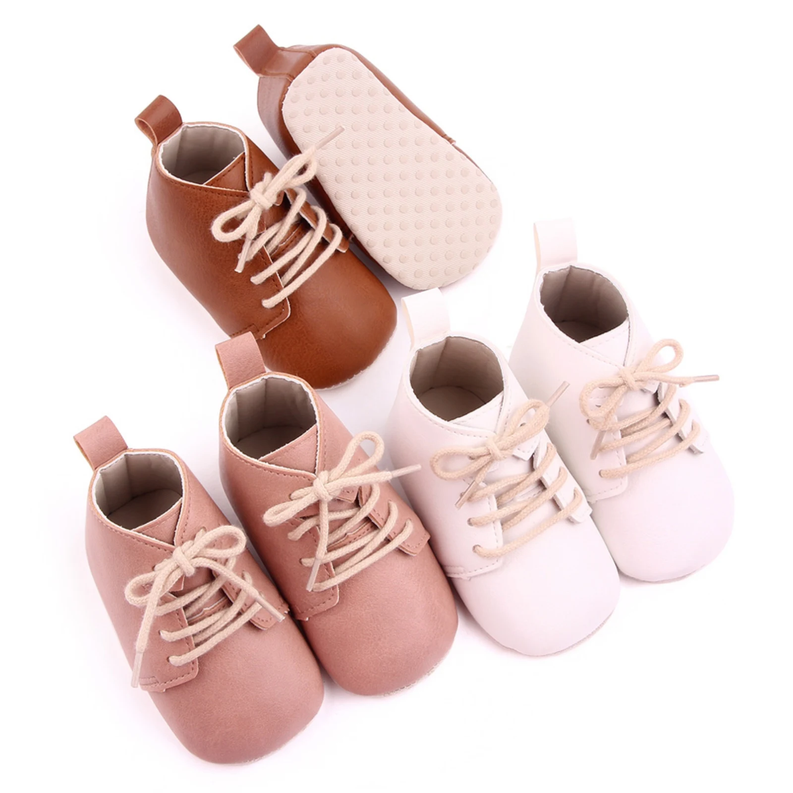 

Baywell Autumn PU Leather Shoes For Baby Boys Girls Lace-up England Toddlers Kids First Walkers 0-18M