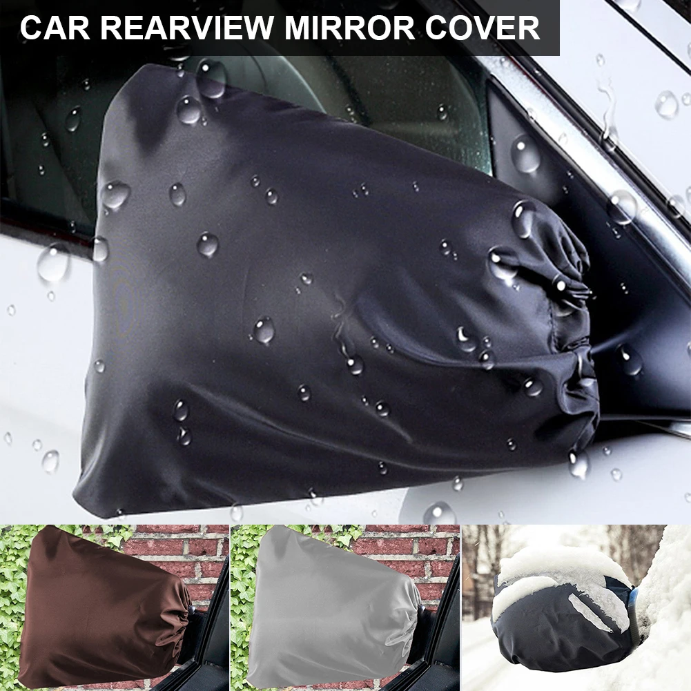 

Universal 2Pcs Car Side Mirror Cover Rearview Mirror Frost Guard Winter Snow Ice Cover Waterproof with Drawstring 2 Sizes