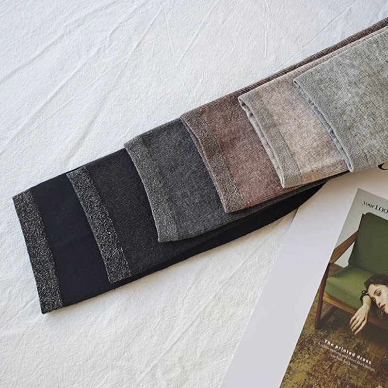 Осень-зима хлопковые блестящие колготки полосатые без пятки высокие эластичные