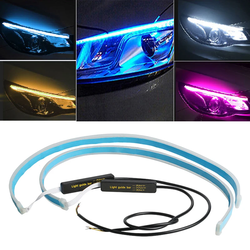 

2x Ultrafine 30cm 45cm 60cm DRL Daytime Running Light Waterproof Flexible Soft Tube Guide Car LED Strip Car Accessries