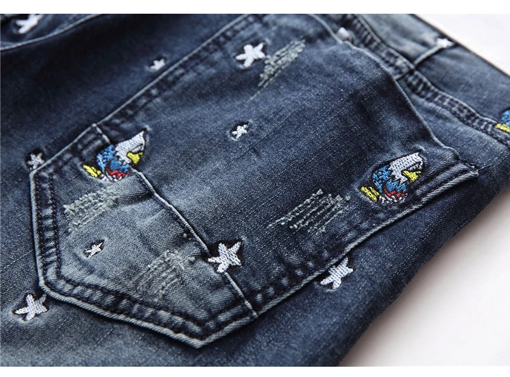 Шорты мужские джинсовые стрейчевые модные повседневные зауженные прямые капри с