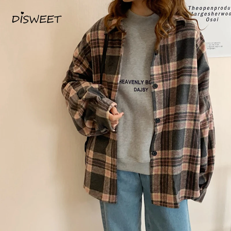 Женская рубашка с длинным рукавом в студенческом стиле Весенняя однобортная