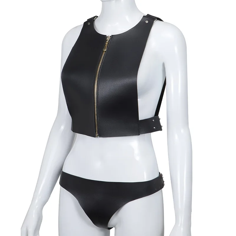 Секс жилет без рукавов искусственная кожа BDSM панк связывания партнера