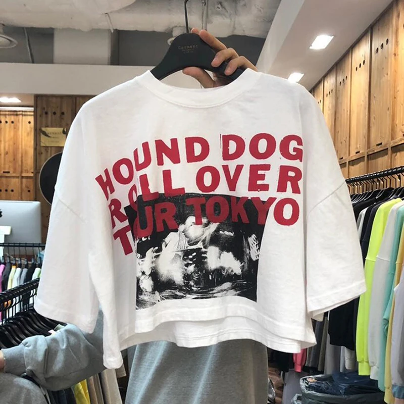 

Summer 2020 New Pure Cotton Small Short Sleeve T-shirt Women's Western Style All-Matching Retro Hong Kong Style Chic Top
