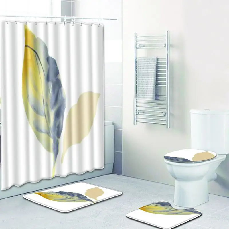 

Zeegle Shower Curtain Set Absorbent Toilet Pedestal Rug Anti Slip Bathroom Doormat Shower Mat Flannel Soft Toilet Seat Cover Mat