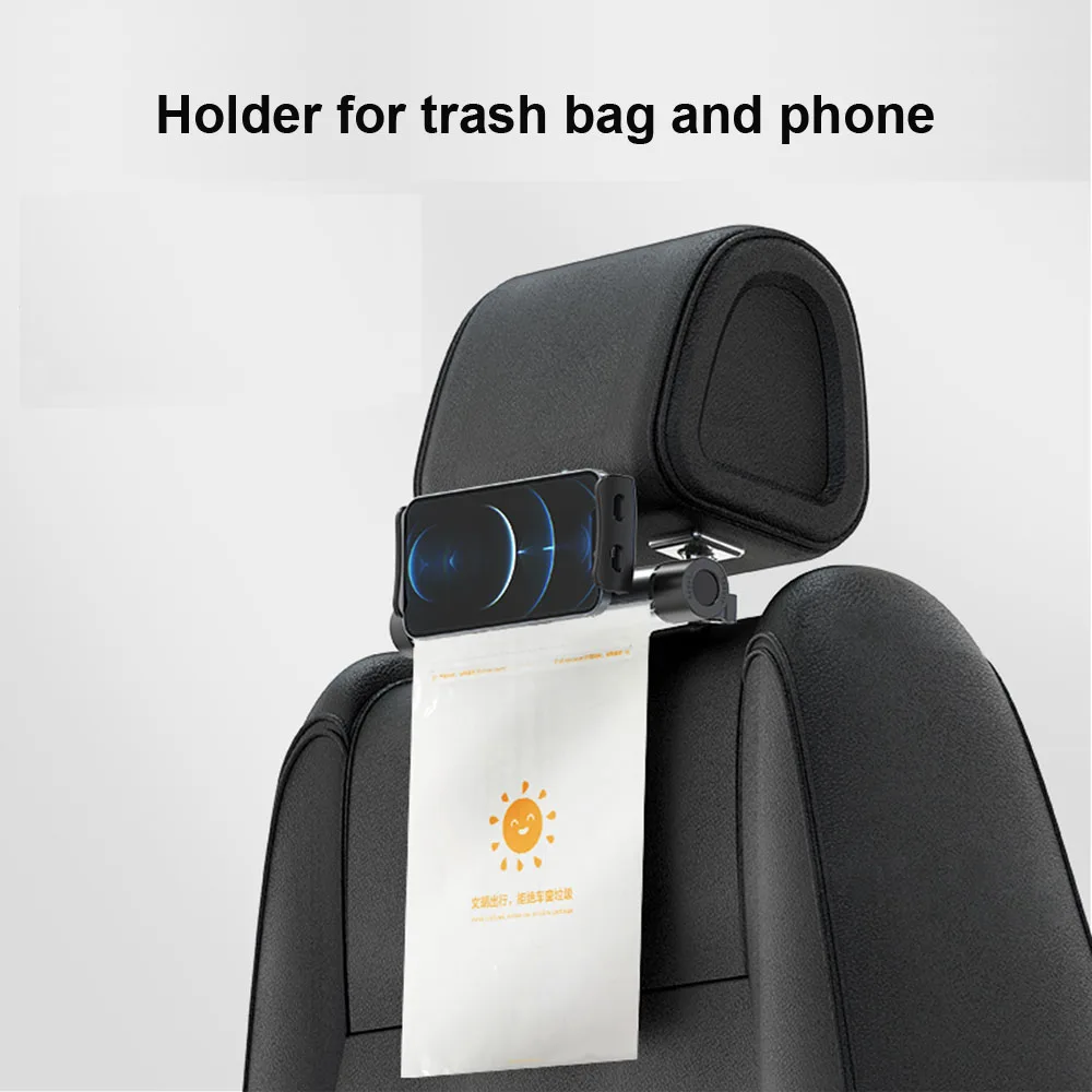

Phone Tablet and Trash Bag Holder for Ipad Samsung Universal Bracket Hang on the Back Seat or Back Bag Supporter Mobile with Bag