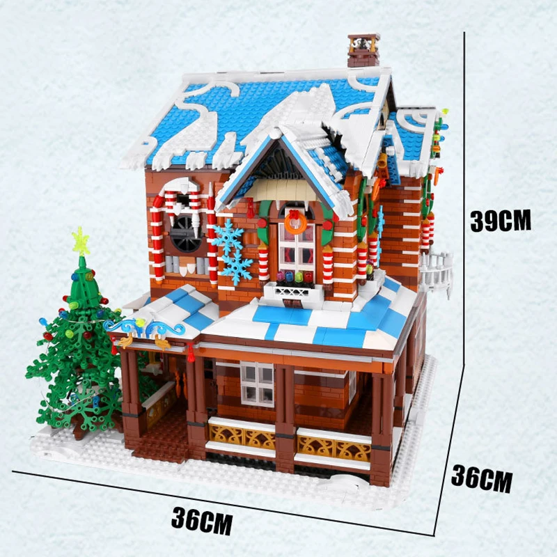 

DIY Christmas House Electric Train Reindeer Sleigh Model Building Blocks Creative Assembly Bricks Toys for Kids Christmas Gifts