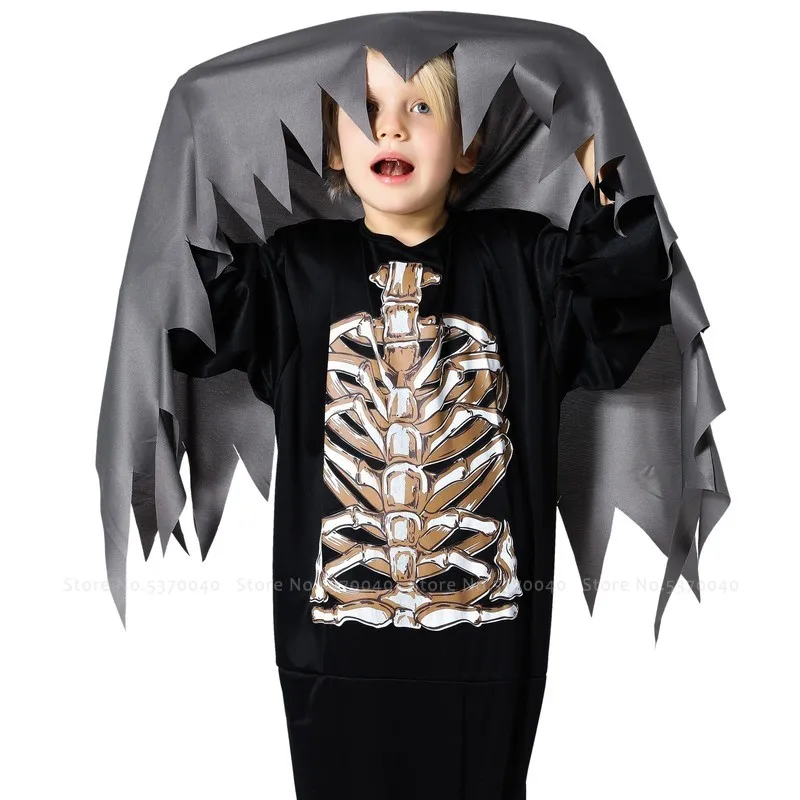 

Halloween Adult Children Vampire Devil Demon Scary Cosplay Skeleton Printed Robe Cloak Jumpsuit Carnival Party Horror Costume