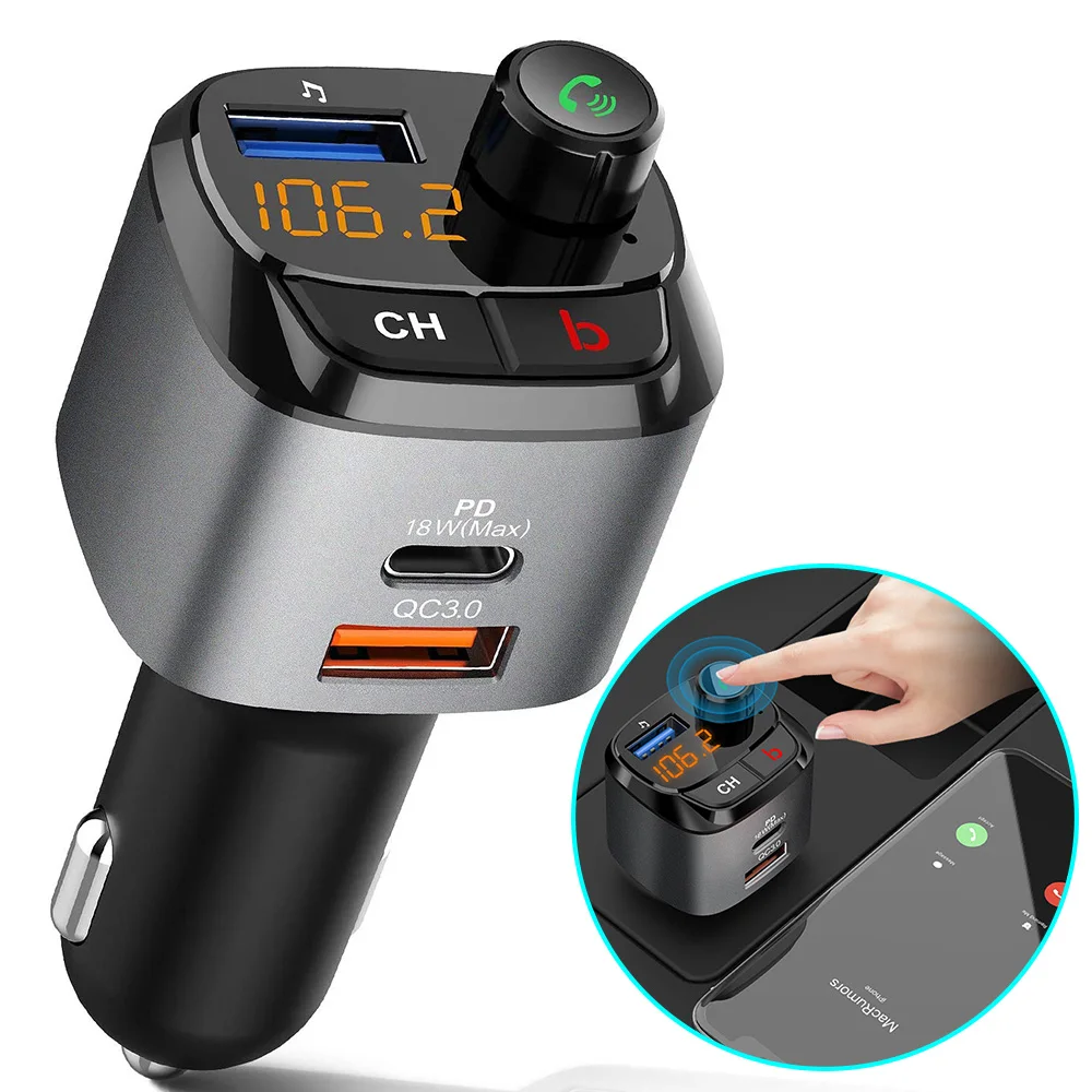 Автомобильное зарядное устройство Type C PD 18 Вт Quick charge 3 0 Для xiaomi Bluetooth FM передатчик
