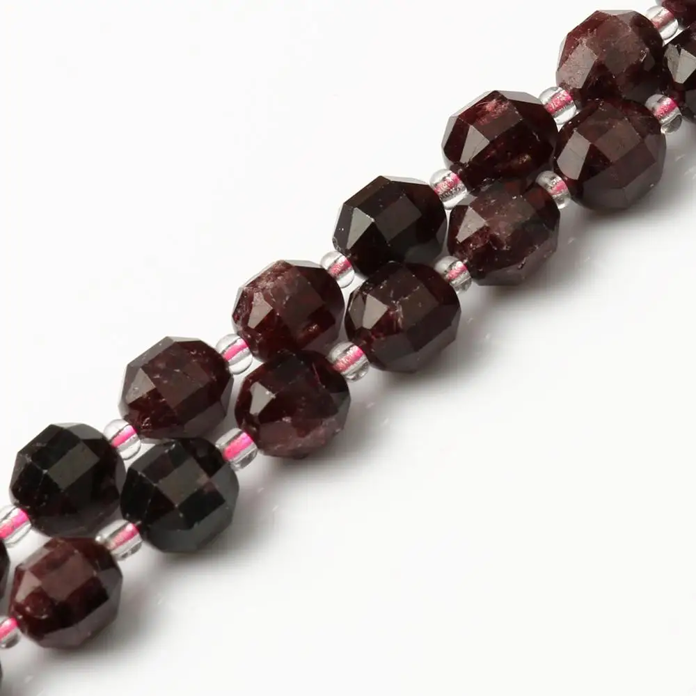 Натуральный граненый красный гранат драгоценные камни маленькие круглые бусины