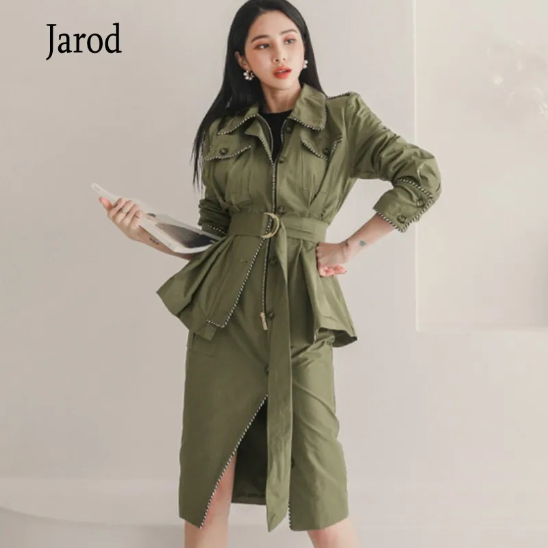 

High quality 2020 Autumn women's two-piece set Elegant temperament ladies Slim Office Outwears + High Waist OL skirt Female Suit