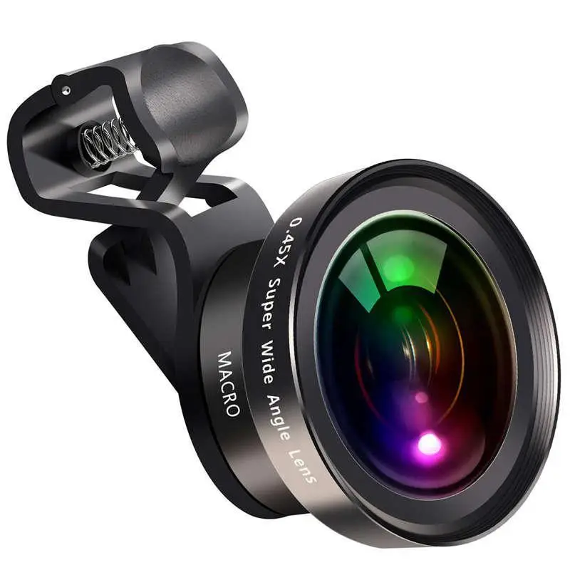 Большая диафрагма HD телефон объектив 52Uv 0.45X широкоугольный и 15X макрообъектив 2 в 1 клип-на объектив камеры мобильного телефона для iPhone samsung r20
