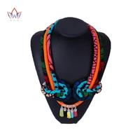 2022 african print tassel necklace by hand bright colors knot fabric jewelry ankara multi color necklaces for women wyb187