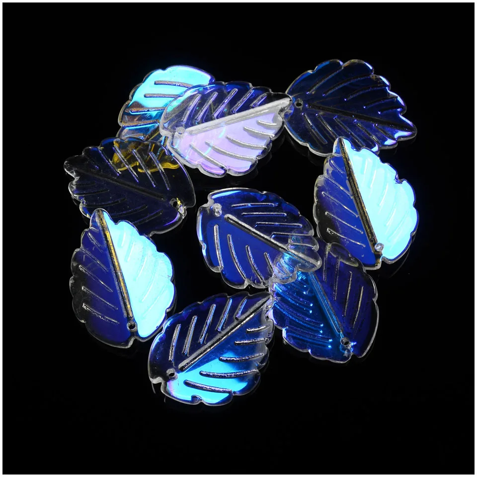 25 шт. стеклянные бусины из Чешской глазури в форме листьев|Бусины| |