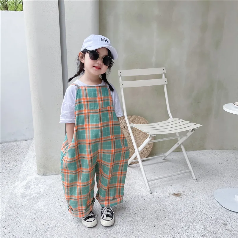 

21 Kids jumpsuit plaid pattern summer toddler baby clothing size 80-130