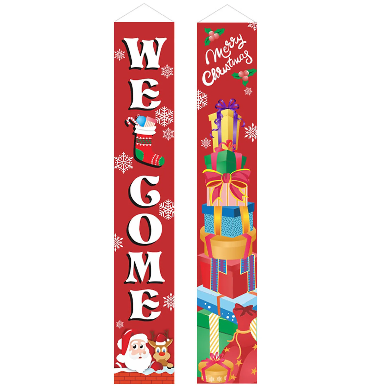 Christmas Curtain Decoration Door Hanging Painting Flag Ornaments #14 | Дом и сад
