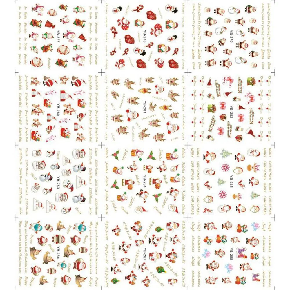 Горячая Распродажа 12 шт./компл. модные рождественские наклейки для ногтей 5
