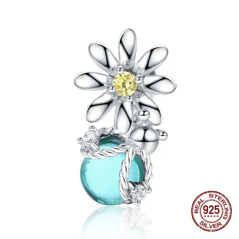 Подвеска из серебра 925 пробы в виде светлячков и маргариток | Украшения