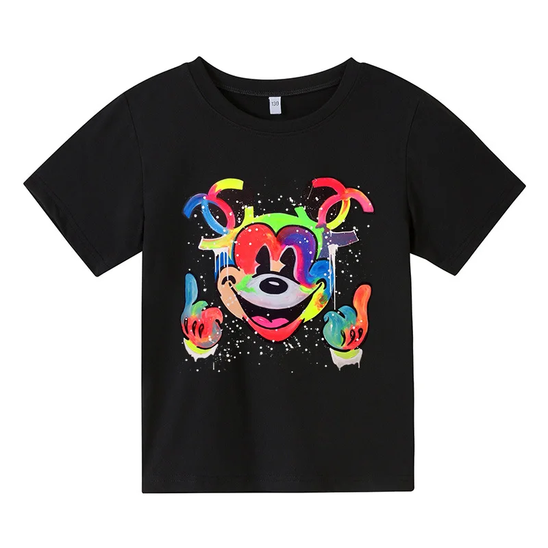 

Disney Colorful Mickey Mouse Cartoon T shirts for Kids Boys O-neck Tee Tops Summer Toddler Baby Shirt for Girls Children Clothes