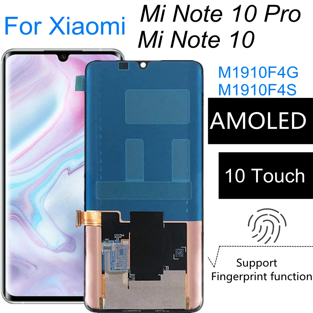 ЖК-дисплей AMOLED для XIAOMI MI Note 10 M1910F4G сменный сенсорный экран в сборе Xiaomi Mi Note10 Pro M1910F4S