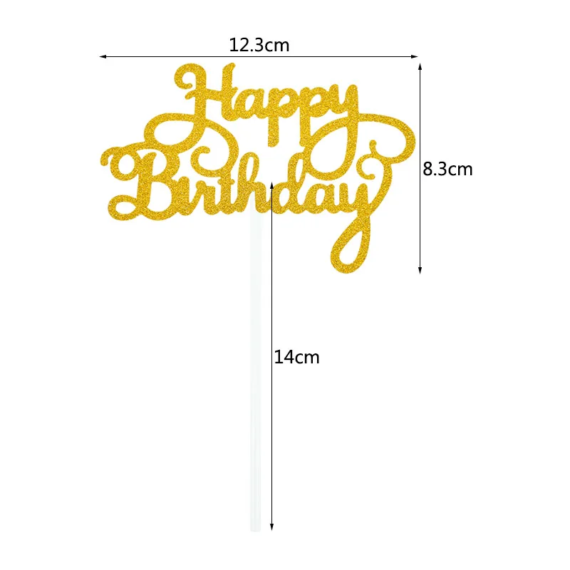 

10pcs Glitter Happy Birthday Letter Cake Topper Sparkle Paper Cupcake Topper For Kids Birthday Party Baby Shower Dessert Decor