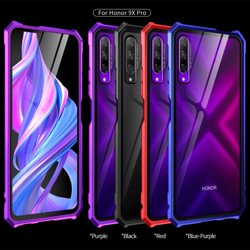 OMEVE для huawei Honor 9X чехол с металлической рамкой и закаленным стеклом задняя крышка для huawei Honor 9X Pro Чехол Honor 9X бампер чехол