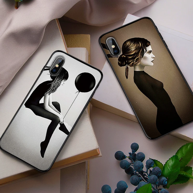 Чехол для Xiaomi Redmi 7A K20 pro 6 Note 5 8 черный и белый love sad girl 4X 5A 16G 32G 7 GO Pro | Мобильные