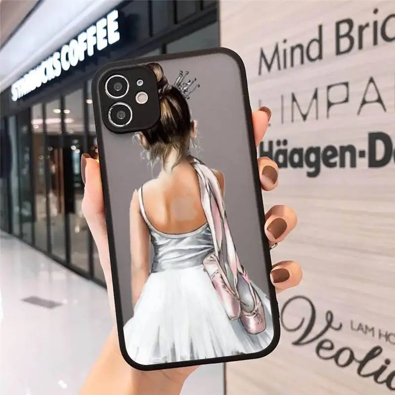 

VOGUE Christmas Princess Girl Female Phone Cases matte transparent For iphone 7 8 11 12 plus mini x xs xr pro max cover