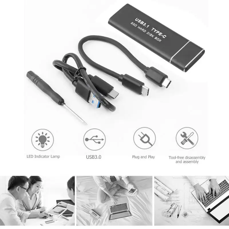 Металлический USB3.1 Type-C SSD адаптер M.2 NVMe PCI-e твердотельный накопитель Корпус