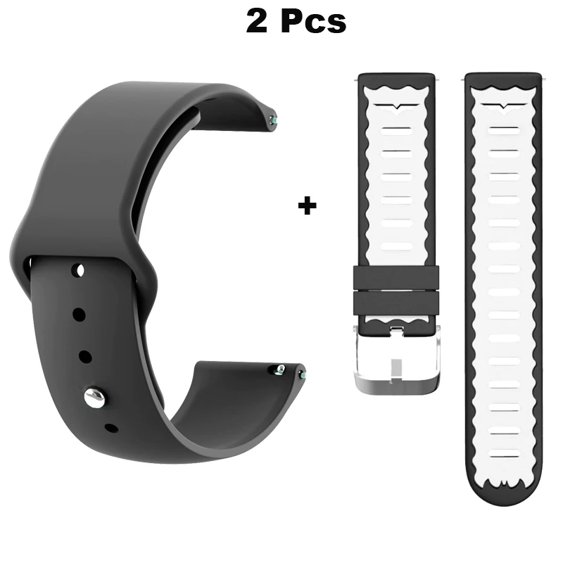 Браслет 22 мм для Xiaomi Huami Amazfit GTR 47 мм Pace Stratos 2 ремешок для часов samsung gear S3 Galaxy 46 мм ремешок для часов Correa - Цвет: Black-Black White