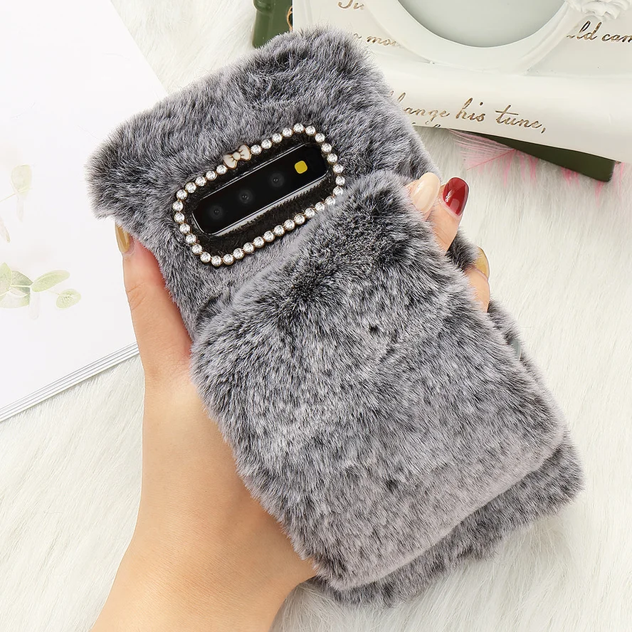 Милый плюшевый теплый пушистый меховой чехол для телефона Samsung Galaxy S10 Lite S20 Ultra S9 S8
