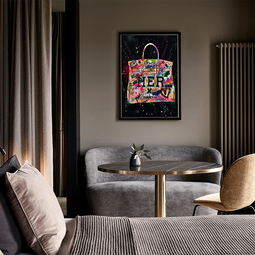 

Modern abstract graffiti art fashion bag canvas painting mural posters and prints Cuadros living room home decoration painting