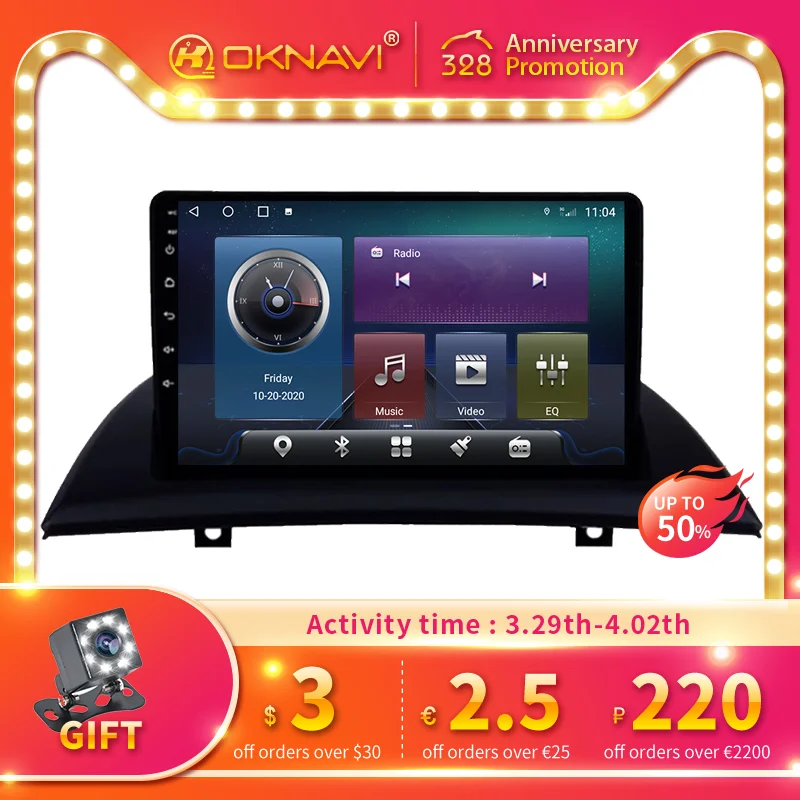 

Autoradio Car Radio for BMW X3 E83 2004-2012 No 2din 2 Din GPS Navigation Android 10 6G 128G 8 Core Stereo Carplay 4G Autostereo