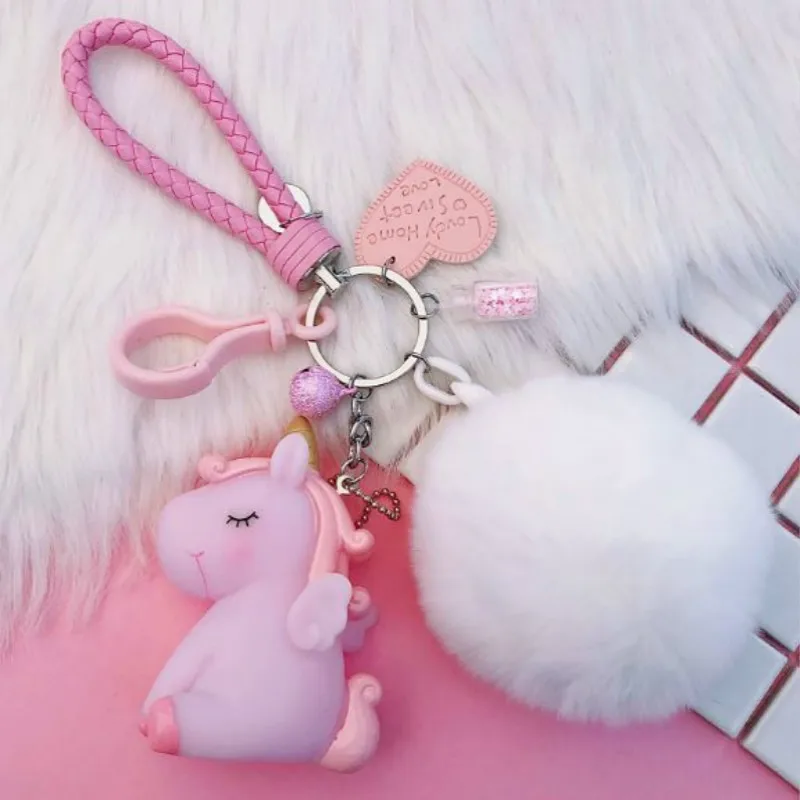 1 шт. мультяшный единорог плюшевые брелоки с меховым шариком помпоном для