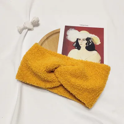 yellow Новая женская повязка на голову для осени и зимы, вязанные крючком повязки на голову, Вязаная Шерстяная резинка для волос, тюрбан, винтажные аксессуары для волос, повязка на голову - Цвет: yellow