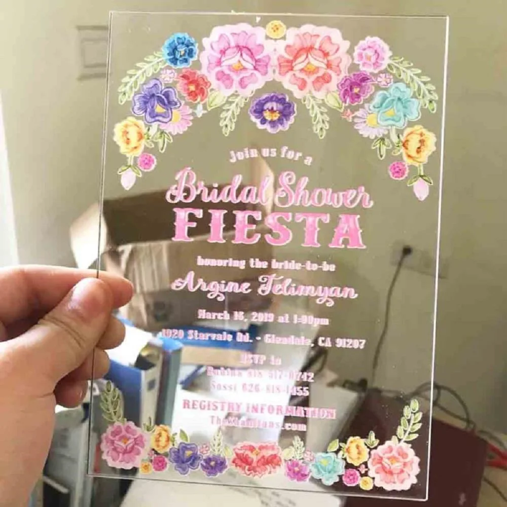 

50pcs Custom Acrylic Card Wedding Invitation Card Wedding Information Menu