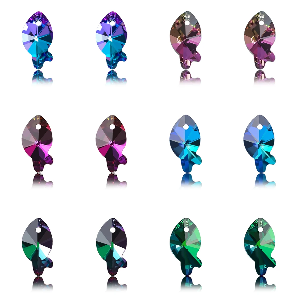 

20Pcs Austria Crystal Fish Pendant Gems 9x17mm Glass Faceted Beads Crafts Meterial Jewelry Making Earing Supplier Accessories