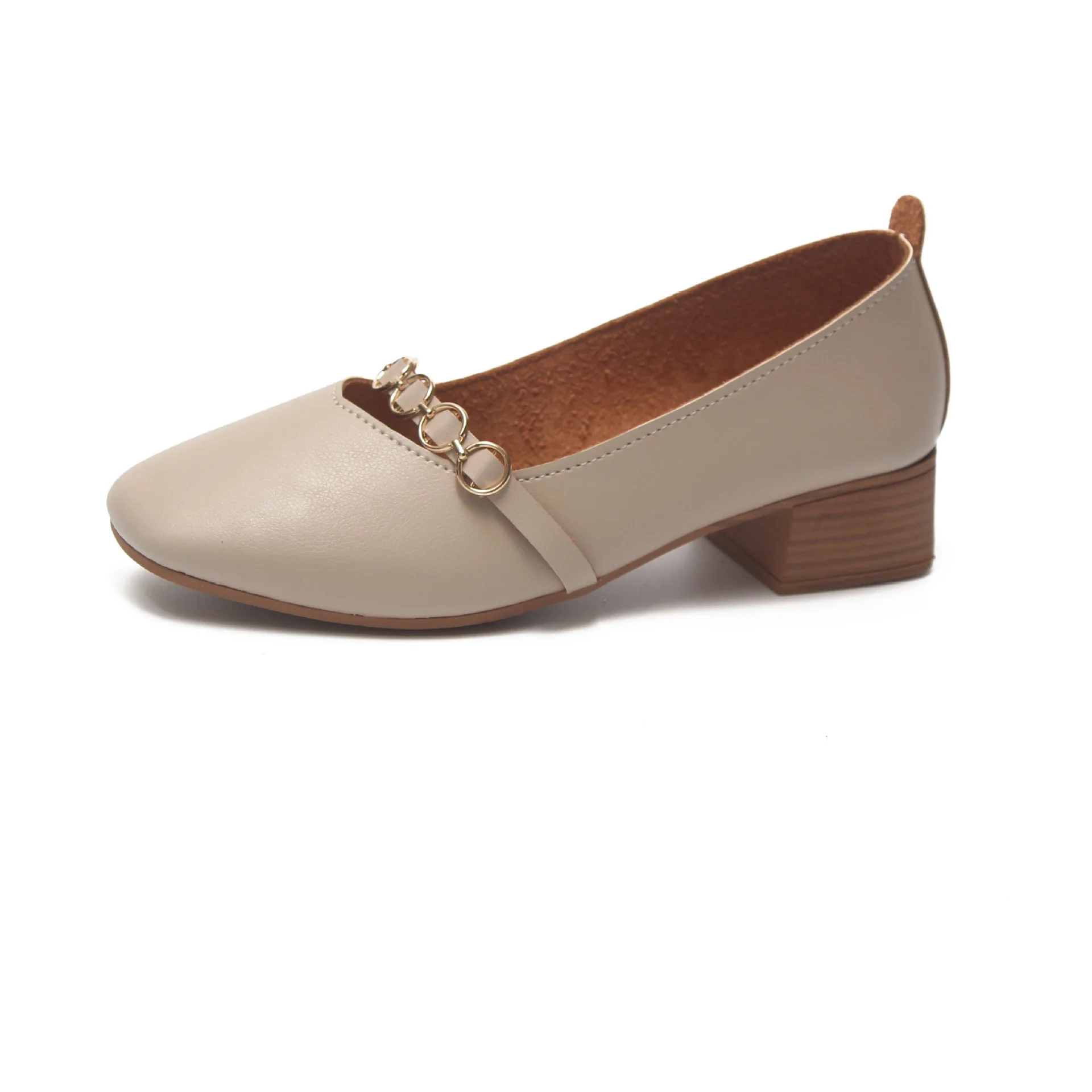 

Casual Woman Shoe Square Toe Shallow Mouth Female Footwear Modis Retro Summer Dress On Heels 2021 New Grandma Slip-On Fashion Le