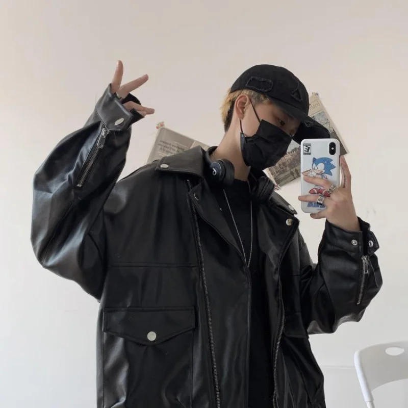 

Men's jacket 2020 Autumn winter new slim pure leather retro motorcycle jacket casual lapel personality youth men's wear