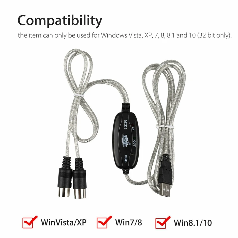 MIDI-USB кабель Конвертер Коннектор ПК для синтезатора музыкальная клавиатура