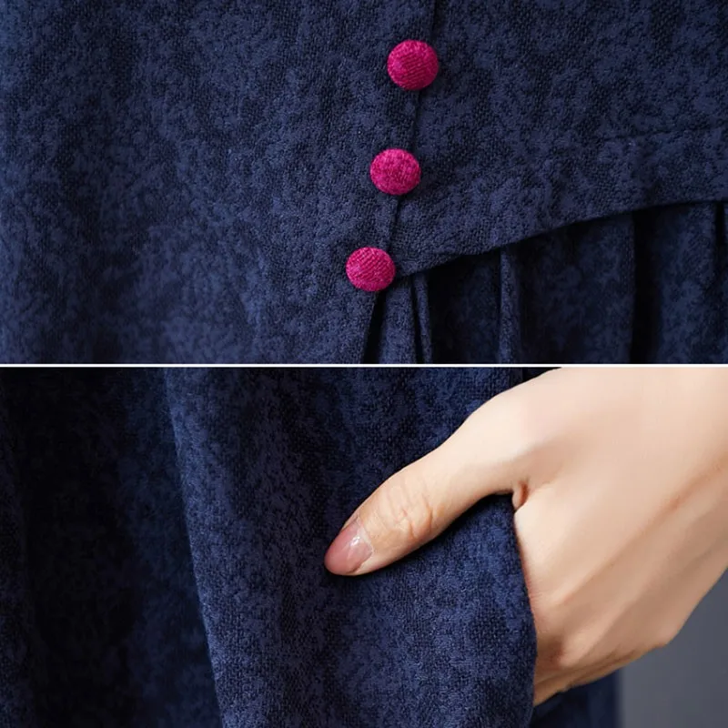 

Women Autumn Cotton Linen Long Dress New Arrival 2020 Vintage Style O-neck Loose Comfortable Ladies Elegant A-line Dresses S1841