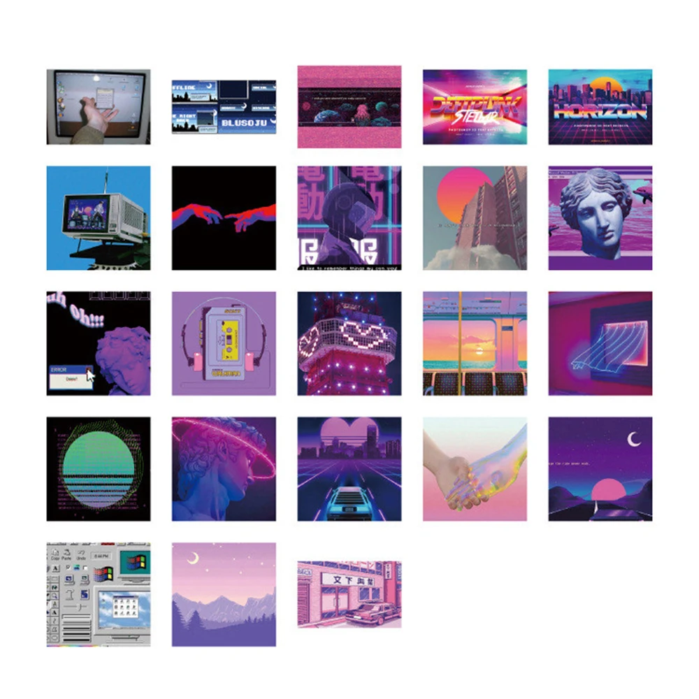 

46Pcs/Box Purple Series Stickers Aesthetic Stickers Decorative Ablum Diary Squared Paper Stickers For Children Stationery