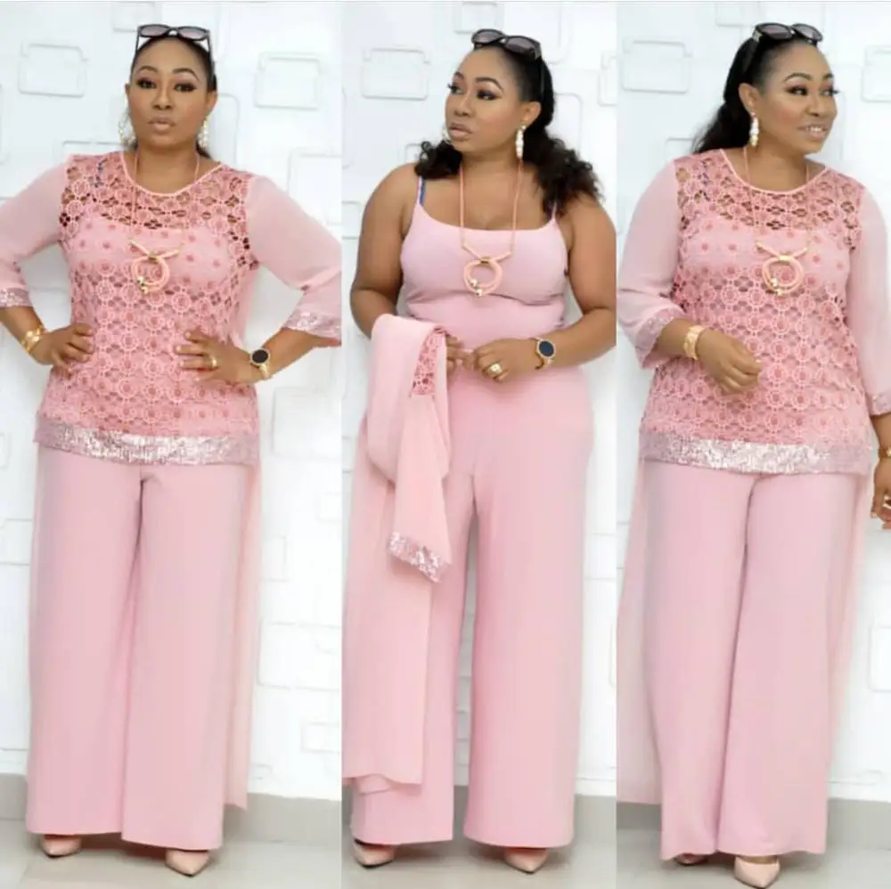 

Elegant African Dovetail skirt Set Cloak Tops Lace Sequins Pants Suits Dashiki Dress Bazin Robe Gowns Evening Party Hipster