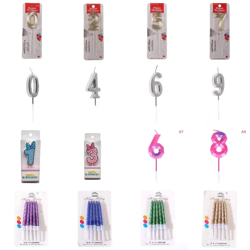 

Multi Styles Home Party Glitter Powder And Edging Crown Number Design Birthday Cake Digital Candle Topper Decoration