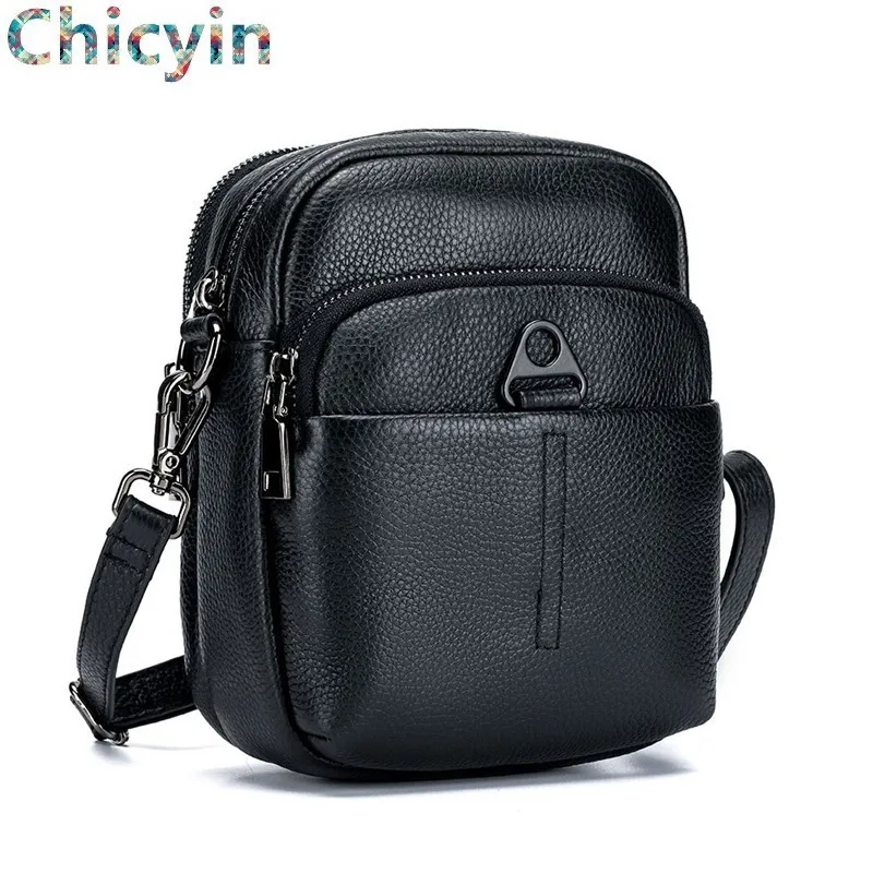 

Women's Bag Leather Walking Bag Neutral Straddle Bag 2021 New Small Square Bag Three Layer Single Shoulder Mobile Phone Bag