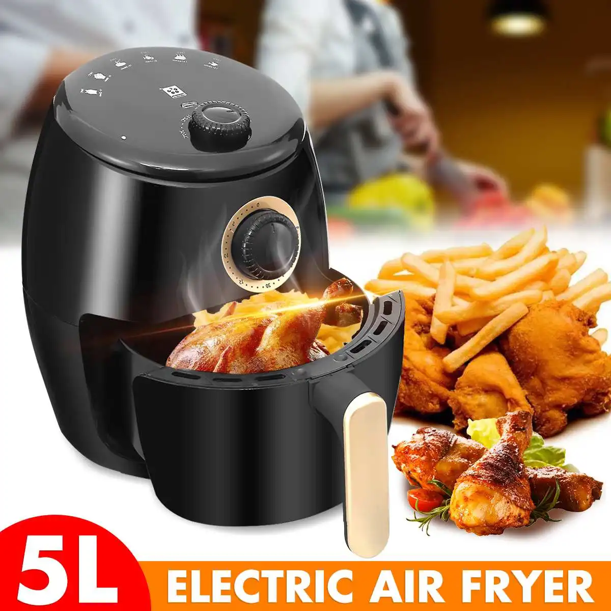 

1400W 220V 5L Air Fryer without Oil Smart Oil Free Fryer Oven Electric Deep Airfryer Cooker French Fries Pizza Chicken Fryer