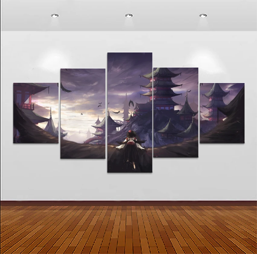 Холст HD печати плакат для дома декоративный Модульная картина 5 шт. аниме Touhou Project