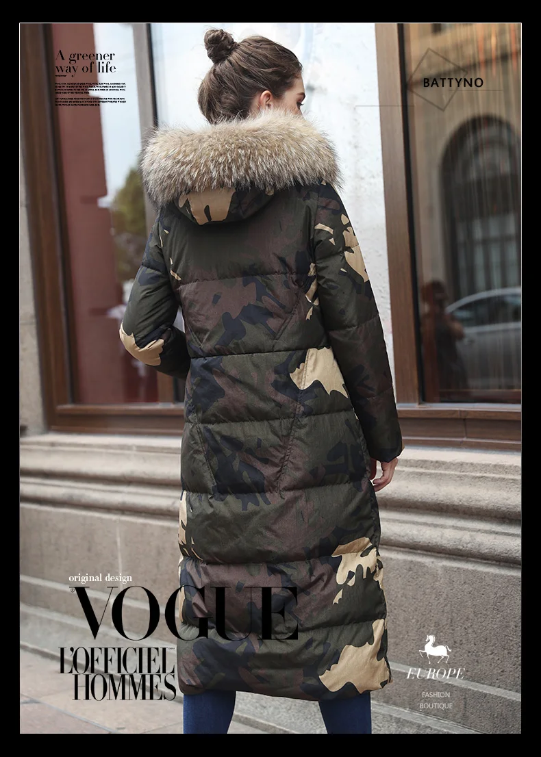 Tcyeek Winter Coat Women Clothes Streetwear X-long Duck Down Jacket Female Ladies Thick Warm Jacket+raccoon Fur Hooded 5203