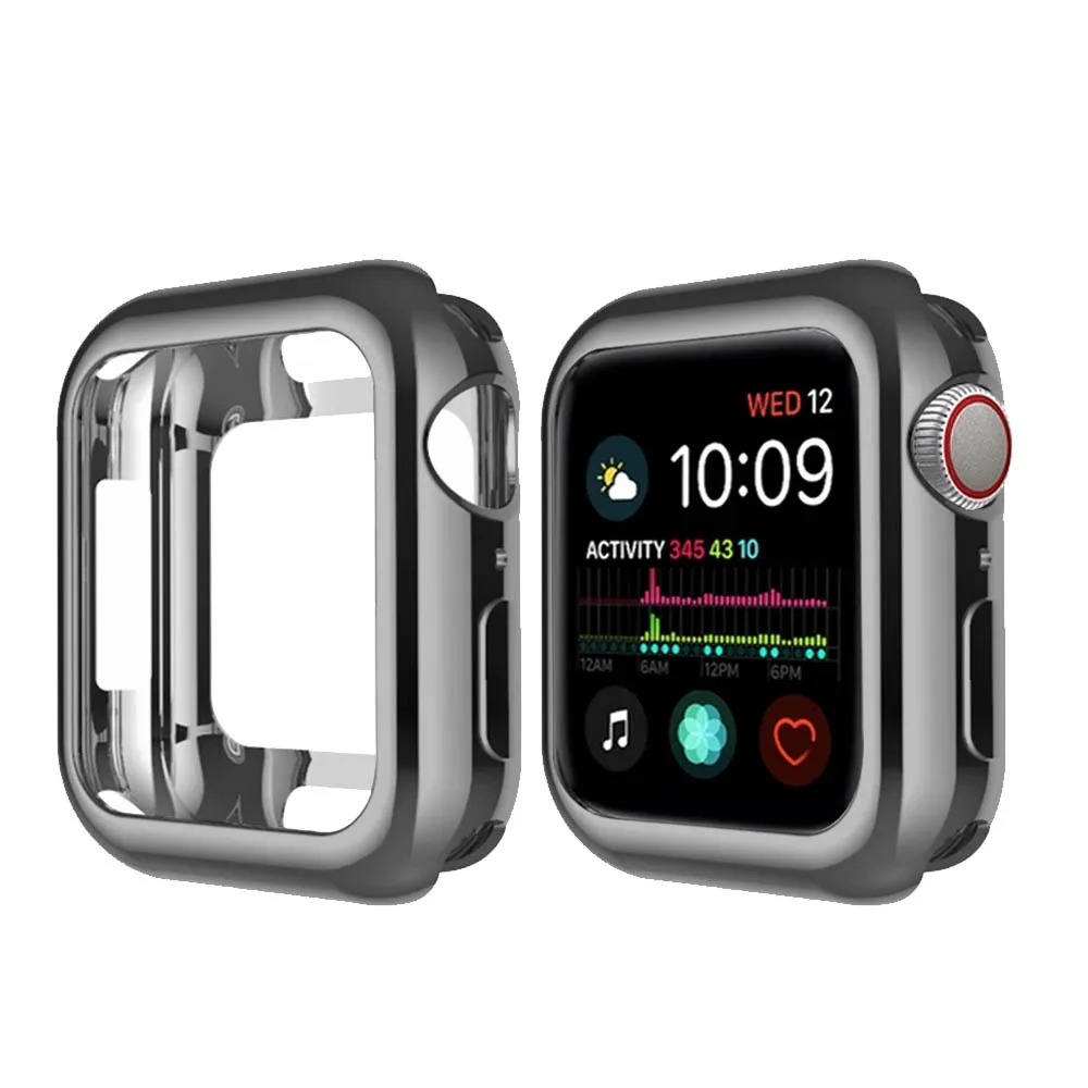 Тонкий мягкий чехол из ТПУ для Apple Watch Series 1 2 3 38 мм 42 мм защитный чехол с покрытием для iwatch Series 4 5 40 мм 44 мм - Цвет: gray